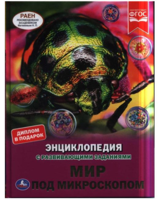 Мир под микроскопом. Энциклопедия а4 с развивающими заданиями. 197х255мм, 48 стр. Умка в ко