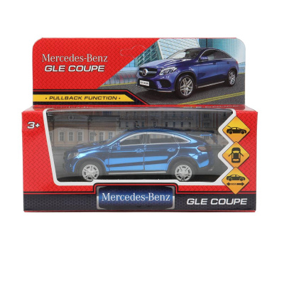 Машина металл MERCEDES-BENZ GLE COUPE длин 12 см, двери,синий ХРОМ, кор. Технопарк