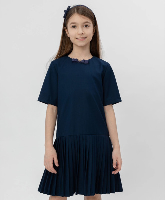 Платье школьное с коротким рукавом для девочек Button Blue