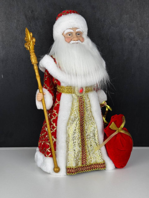 Фигура муз Дед Мороз 40см крас-зол наряд