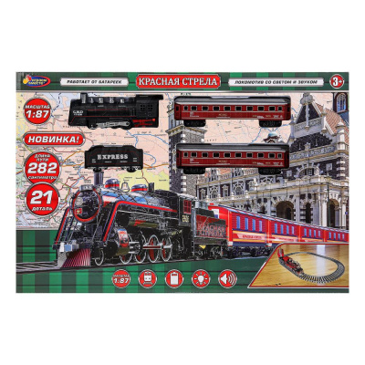 Железная дорога свет-звук, длина пути 282, кор.47,5*31,5*4см ИГРАЕМ ВМЕСТЕ 