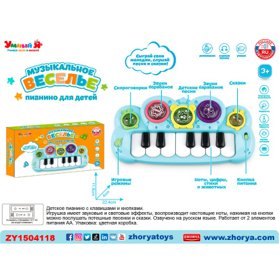 Пианино ZYE-E0597-1 с русским чипом в кор.