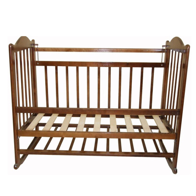 Кровать детская 01 МОЙ МАЛЫШ колесо-качалка съемная боковая стенка темный