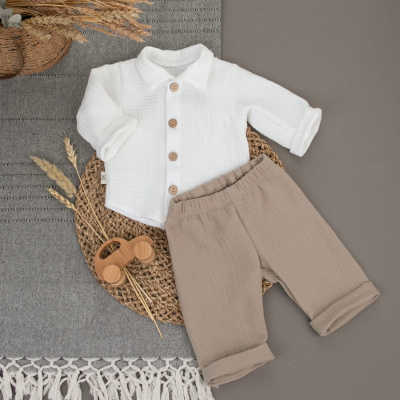 Комплект летний с длинным рукавом для мальчика KiDi Муслин капучино