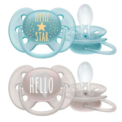 Пустышка силикон Ultra Soft Little Star/Hello д/мал 2шт 6м+ AVENT