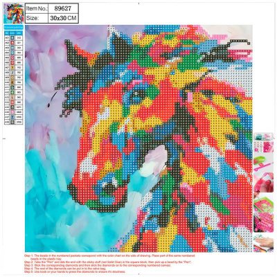 Алмазная мозаика 5D Конь 30х30см