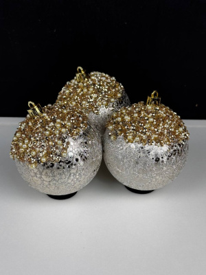 Шар новогодний шампань 8 см