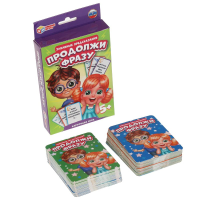 Забавные предсказания. ПРОДОЛЖИ ФРАЗУ. Карточная игра.  Карточки 72 шт. Умные игры  в кор.50шт