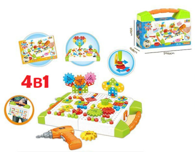 Конструктор с инструментами для сборки и полем