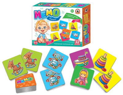 Игра настольная "МЕМО. Игрушки", 13*8*4 см.
