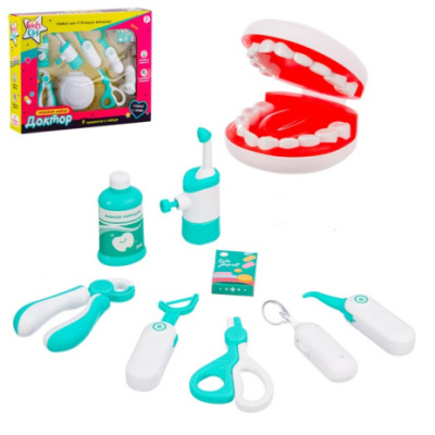Набор Girl's club "Доктор", 9 предметов, одонтоскоп (свет), ирригатор (вода), в/к 34*28,5*7,5 см