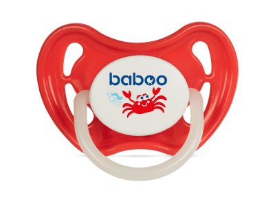 Пустышка силикон круг ночн Marine 6м+ красный BABOO
