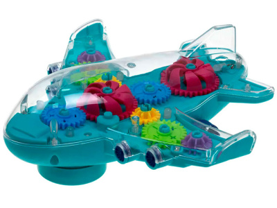 Движок Самолет прозрач. с механизмом на батарейках, свет, звук