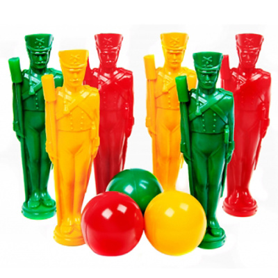 Кегли "Стратегия" (6 солдат+3 шара), в сетке, 40*30*10 см