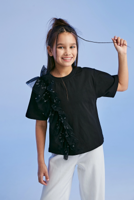 Футболка с коротким рукавом для девочки Deloras черный