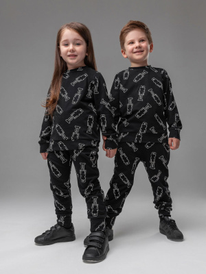Свитшот + брюки Bodo черный/белый
