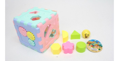 Куб логический-пазл с фигурами/шестеренками, в сетке 11,5*11,5*11,5 см.