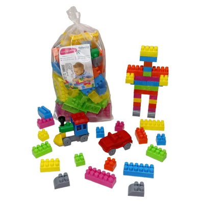 Конструктор "Elefantino" 100 дет.,,зел.жел.гол.роз.оран., 30*20*10 см