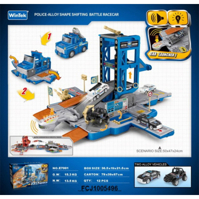 Гараж Парковка E7001 Полиция трансформирующаяся, свет, звук 
