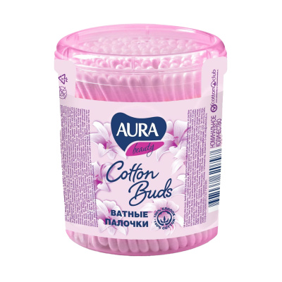 Ватные палочки 100шт стакан AURA BEAUTY