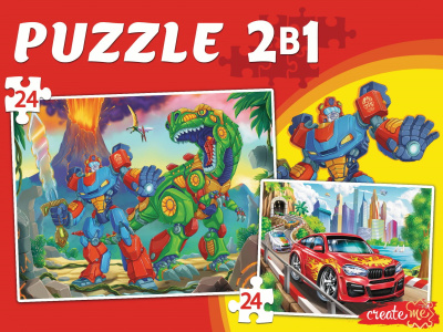 Пазл 24 и 24 эл. МАКСИ 2 в 1 Трансформеры+Тачки №1 П24-7249