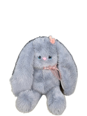 Заяцс заколкой 30 см серый
