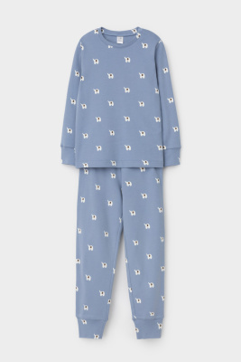 Пижама Crockid серо-голубой мини слоники