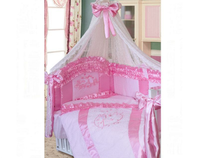Комплект в кроватку Птенчики розовый