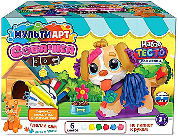 Набор теста для лепки с формочками собачка, 27 см MultiArt 