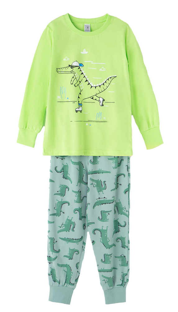 Пижама для мальчика Crockid ярко-зеленый друзья крокодилы
