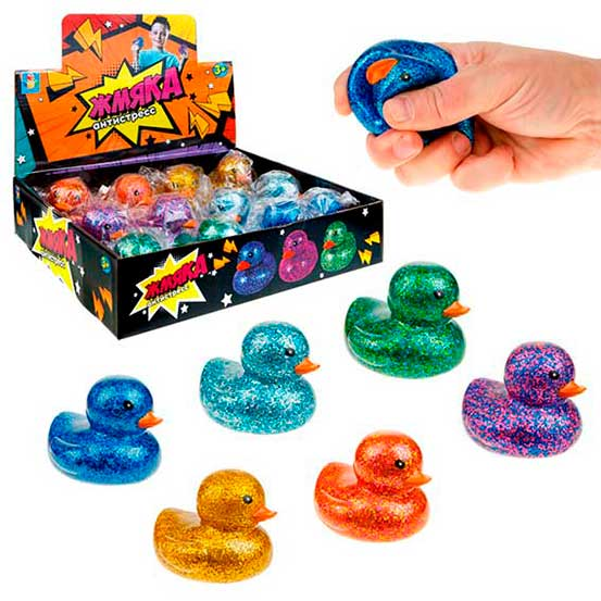 Жмяка Уточка с блёстками 1toy