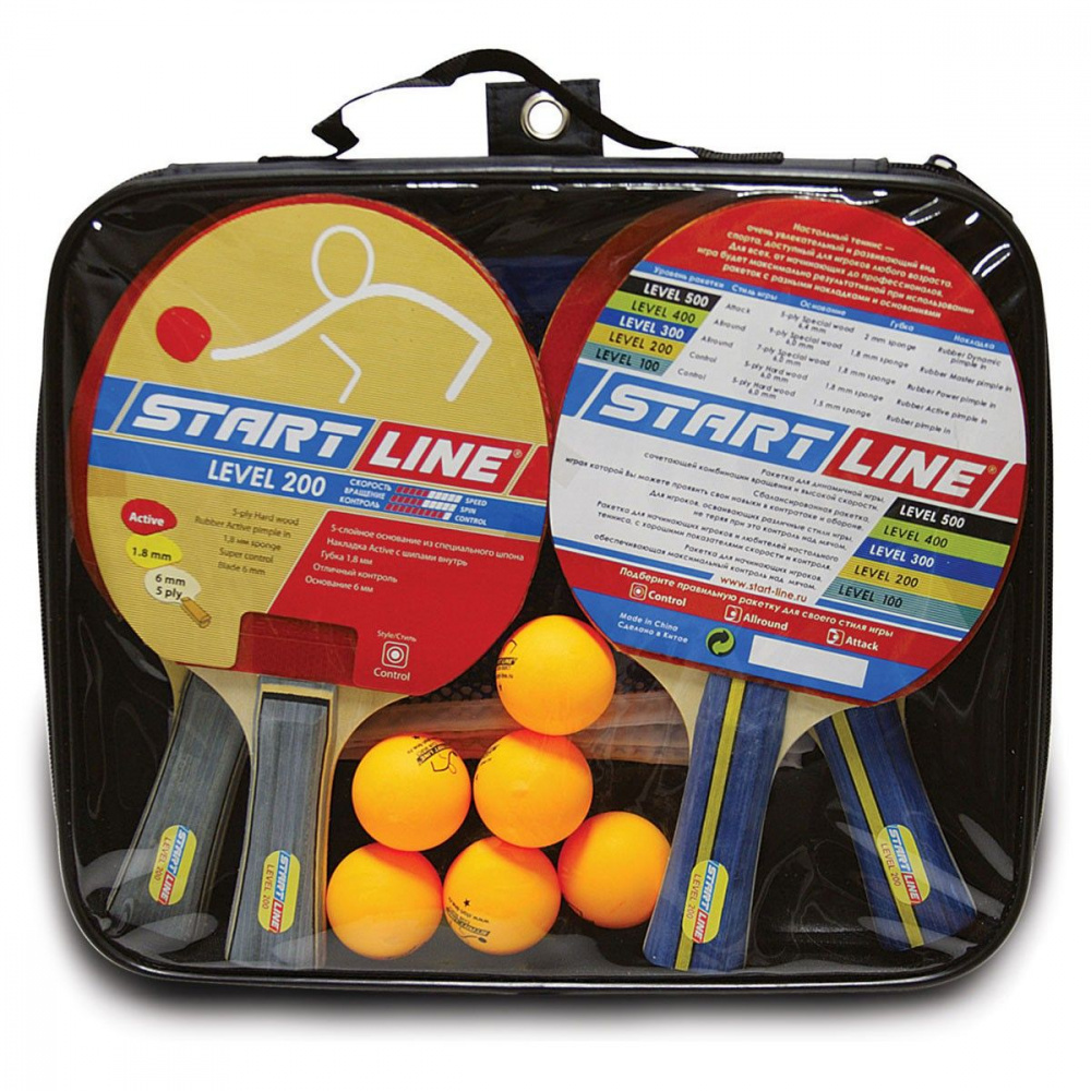 Набор теннисный ракетки Level 200 4шт мячи Club Select 6шт сетка с креплением Start Line