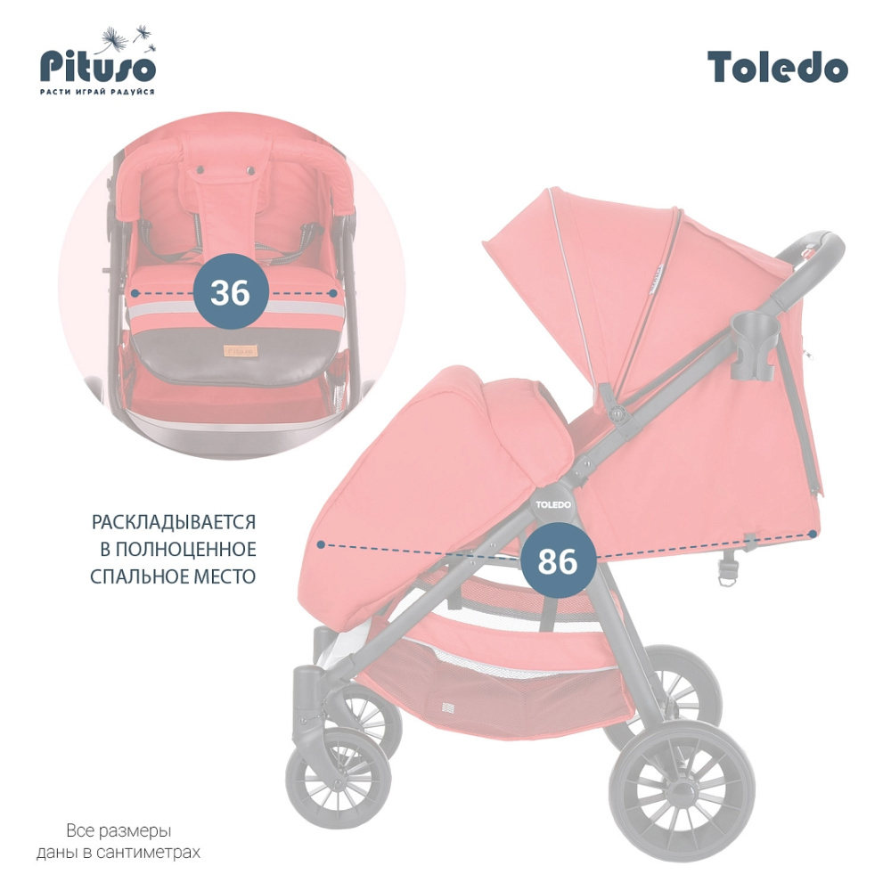 Коляска детская PITUSO TOLEDO (прогулочная), Red/Красный*