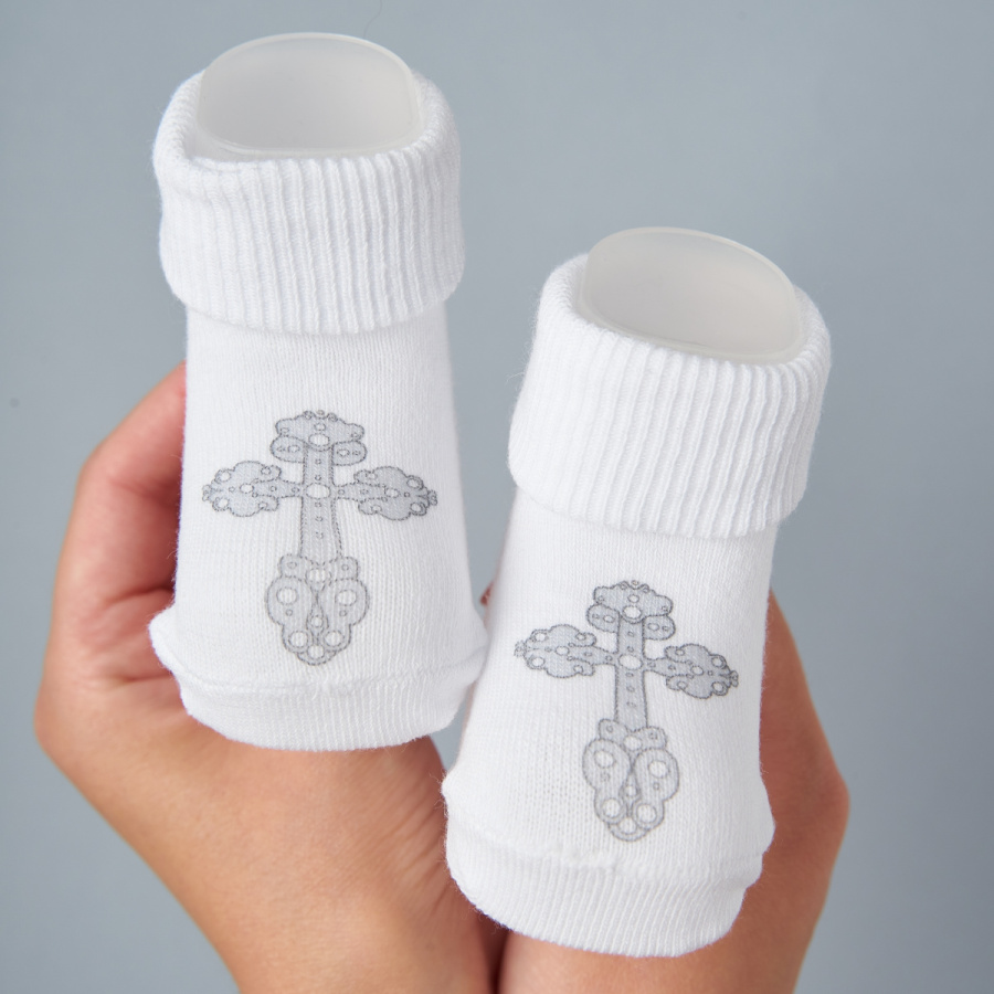 Носочки трикотажные Крестик белый
