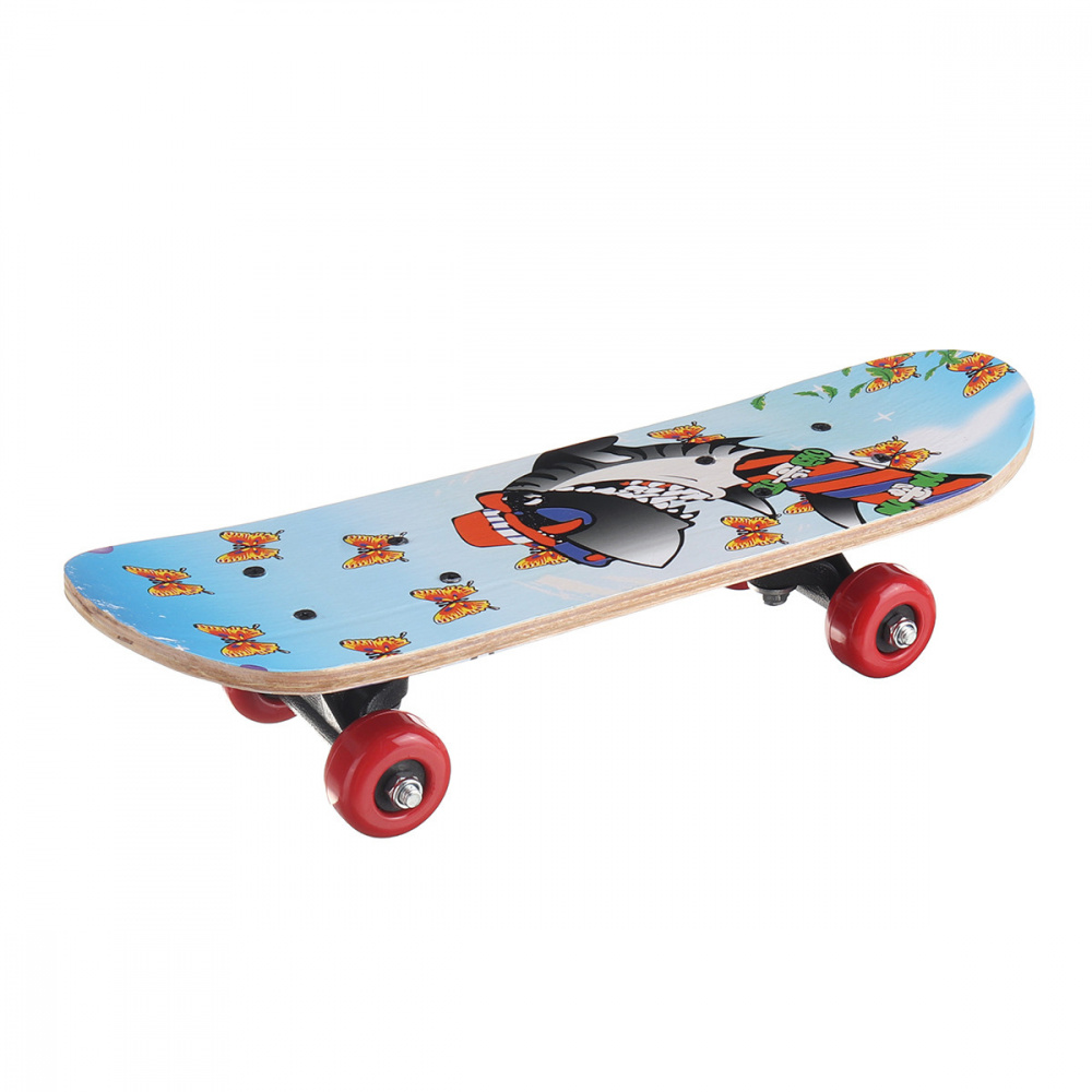 Скейтборд деревяный маленький с принтом PVC без света стойка пластмасса 608Z 60х15см