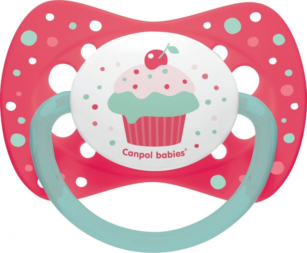 Пустышка силиконовая  6-18 м симметричная Cupcake розовая Canpol Babies