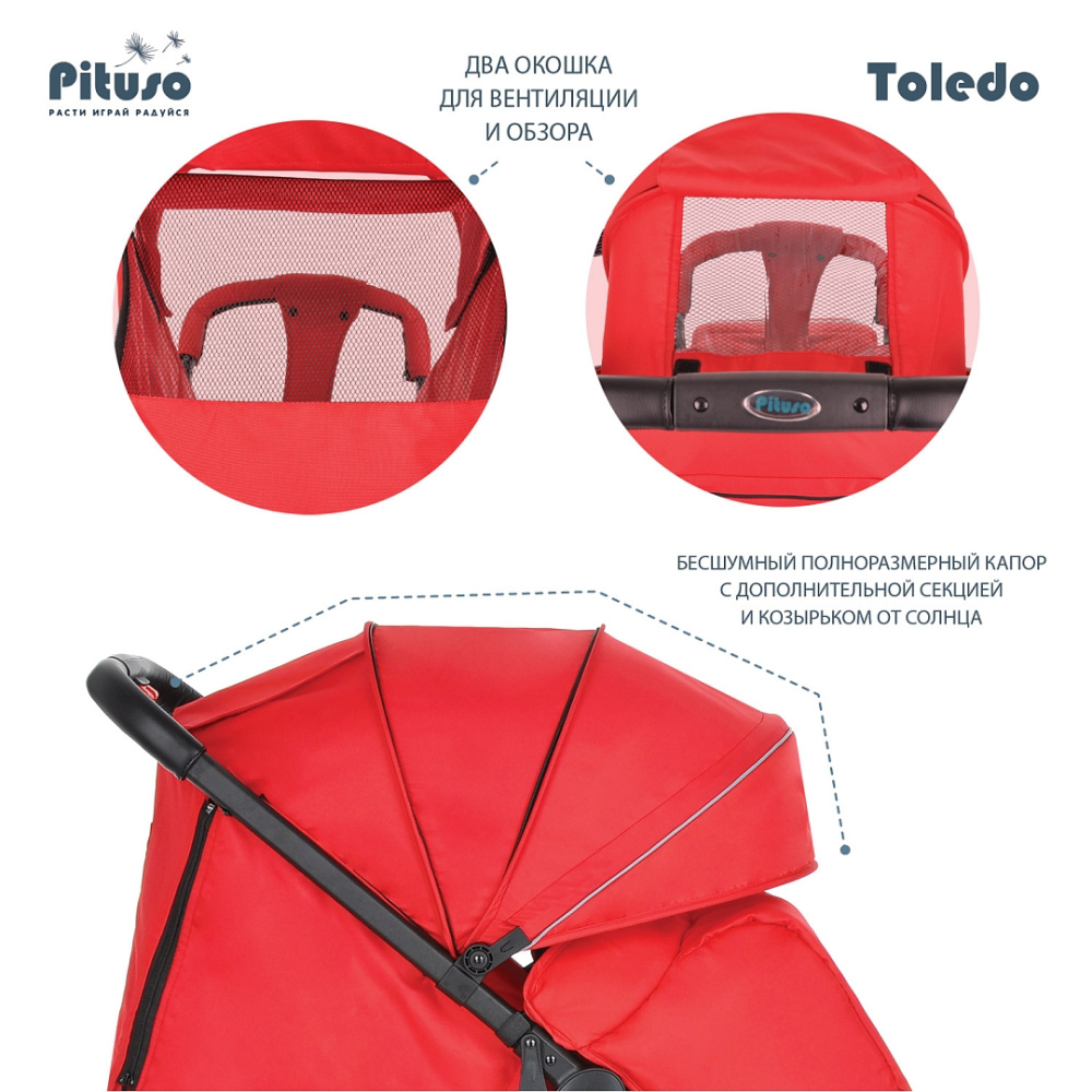 Коляска детская PITUSO TOLEDO (прогулочная), Red/Красный*