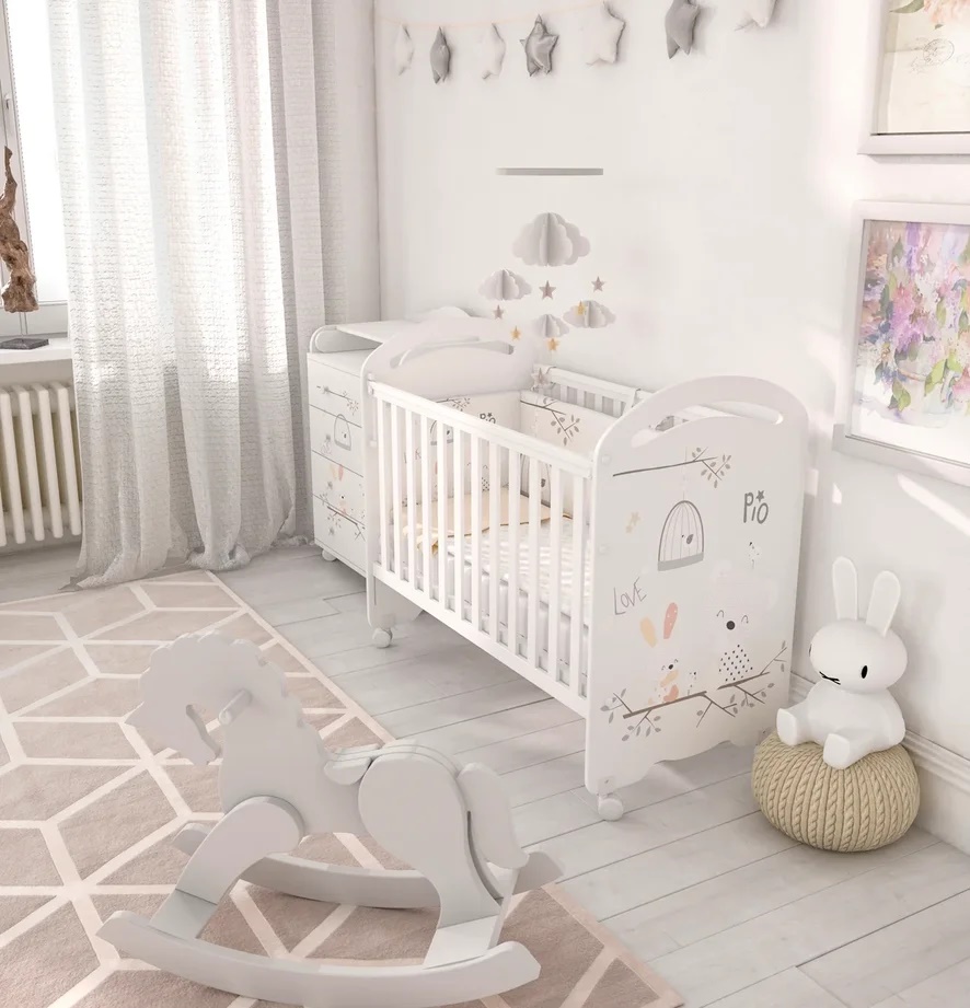 Кроватка Pio Pio INCANTO колесо цвет белый