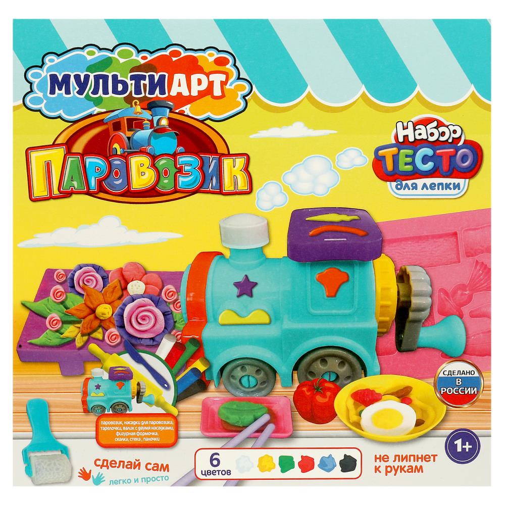 Набор с тестом для лепки и формочками паровозик, 27 см МУЛЬТИ АРТ 