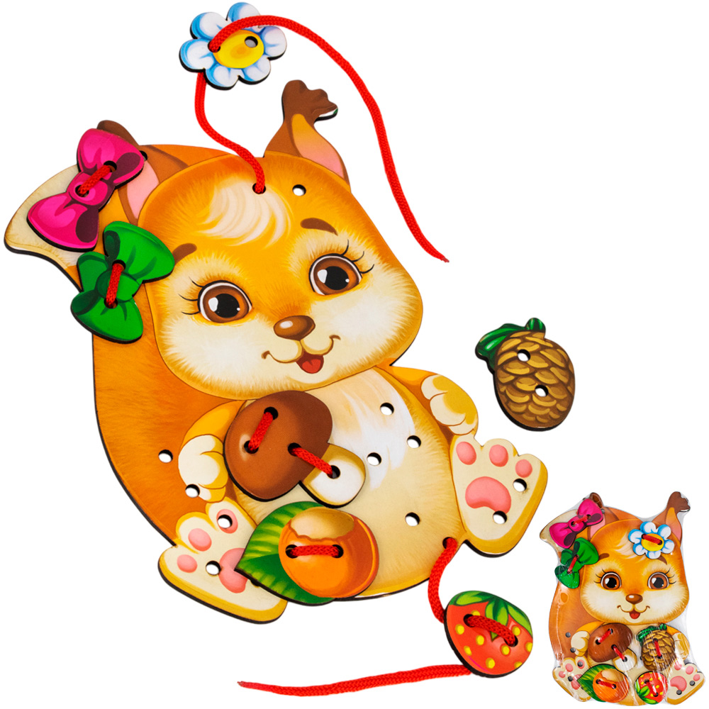 Шнуровка деревянная Бельчонок