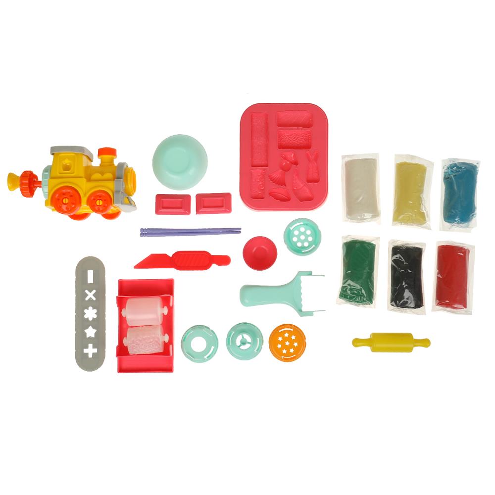 Набор с тестом для лепки и формочками паровозик, 27 см МУЛЬТИ АРТ 