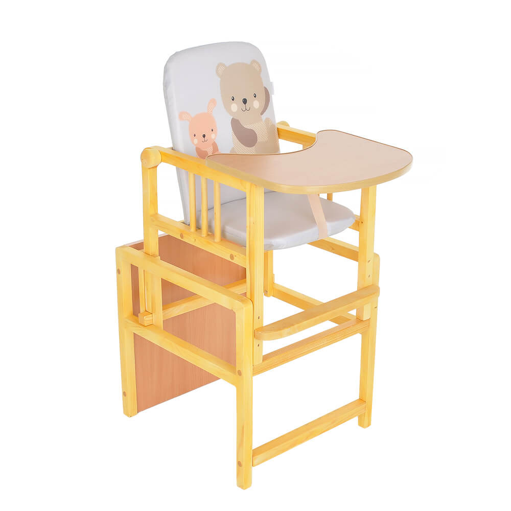 Стул-стол для кормления BAMBOLA Слоник регулируемая спинка Мишка/Щенок Серый