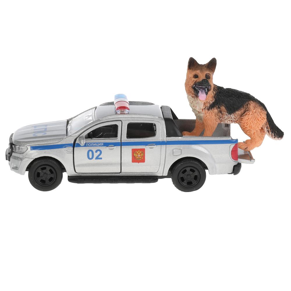 Машина металл FORD ranger ПИКАП, 12 см+собака 4,5 см, двери, багажник, инерция, в коробке, Технопарк
