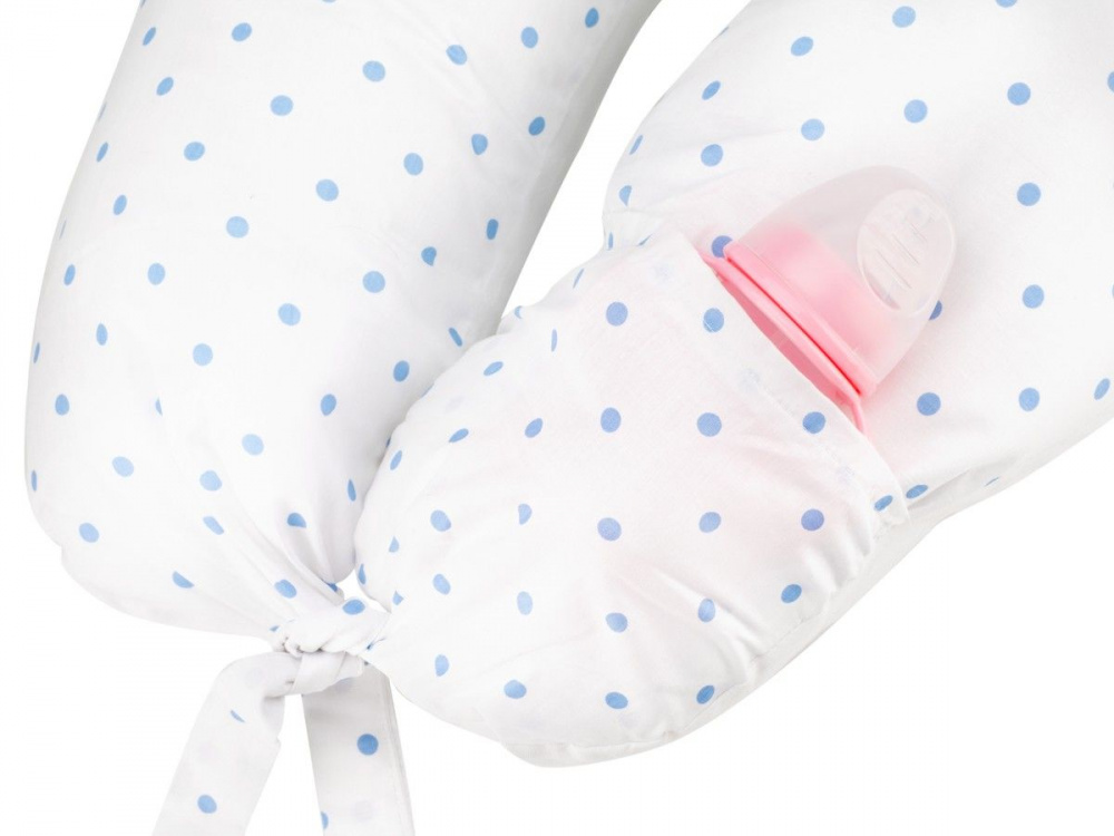 Подушка для беременных Премиум наполнитель холлофайбер+полистирол голубой горох Roxy Kids
