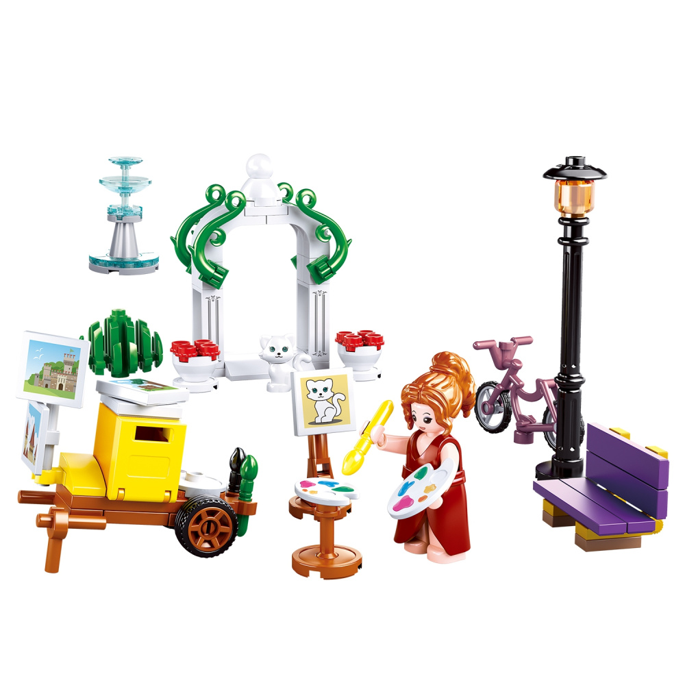 Конструктор пластмассовый Розовая мечта парк с художницей Sluban