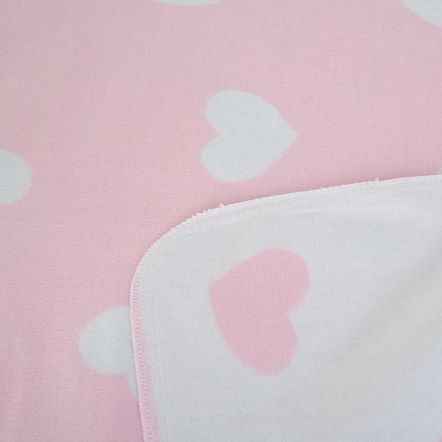 Одеяло детское байковое х/б 140*100 ПРЕМИУМ NEW ЕРМОЛИНО (фламинго сердечки) роз/фиол