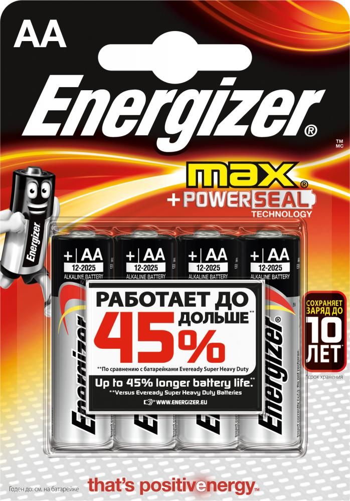 Батарейка Energizer MAX E91 тип АА 4 шт *