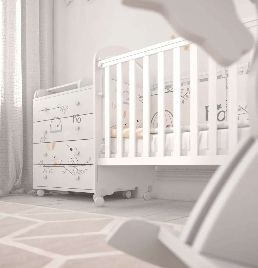Кроватка Pio Pio INCANTO колесо цвет белый
