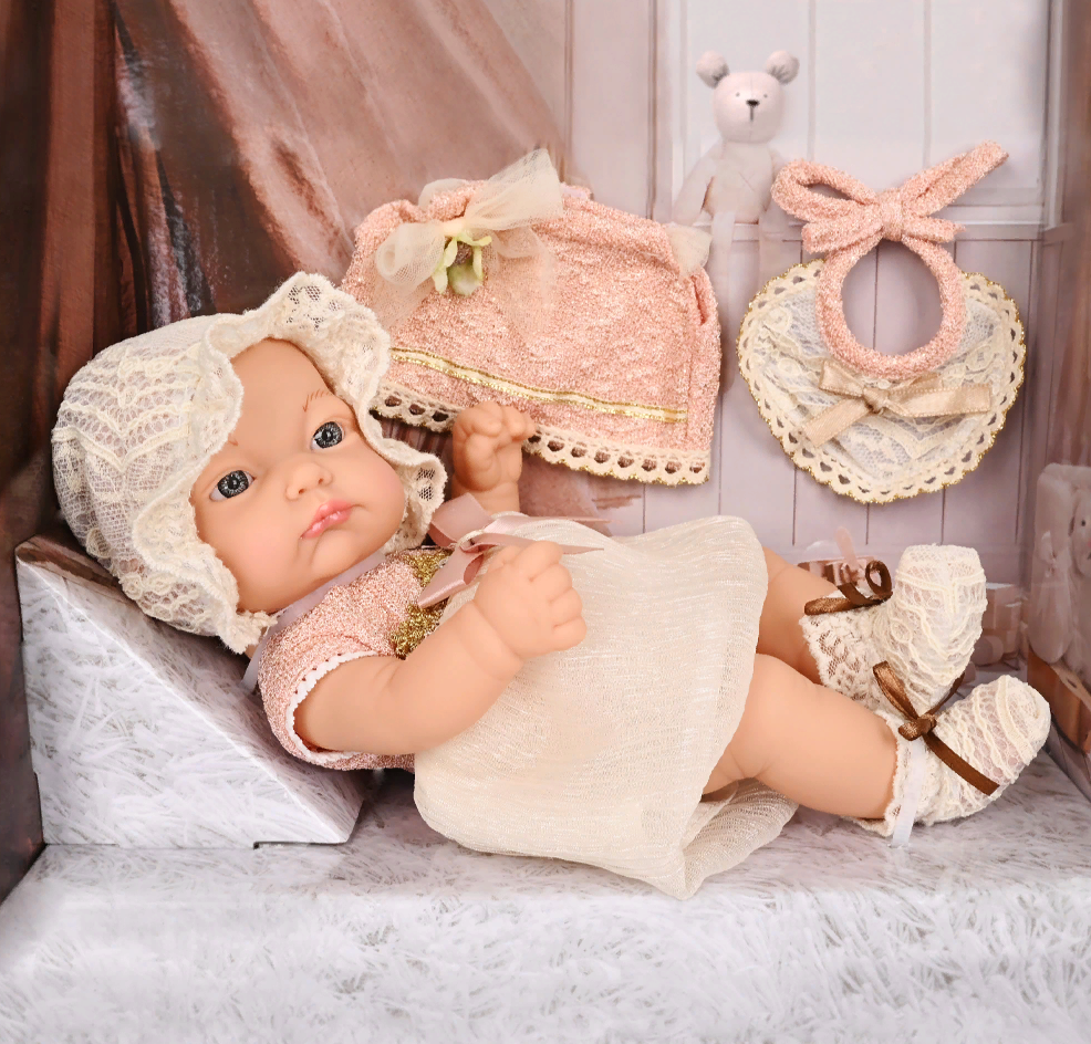 Набор Пупс в чепчике с аксессуарами PITUSO Пудра 25 см