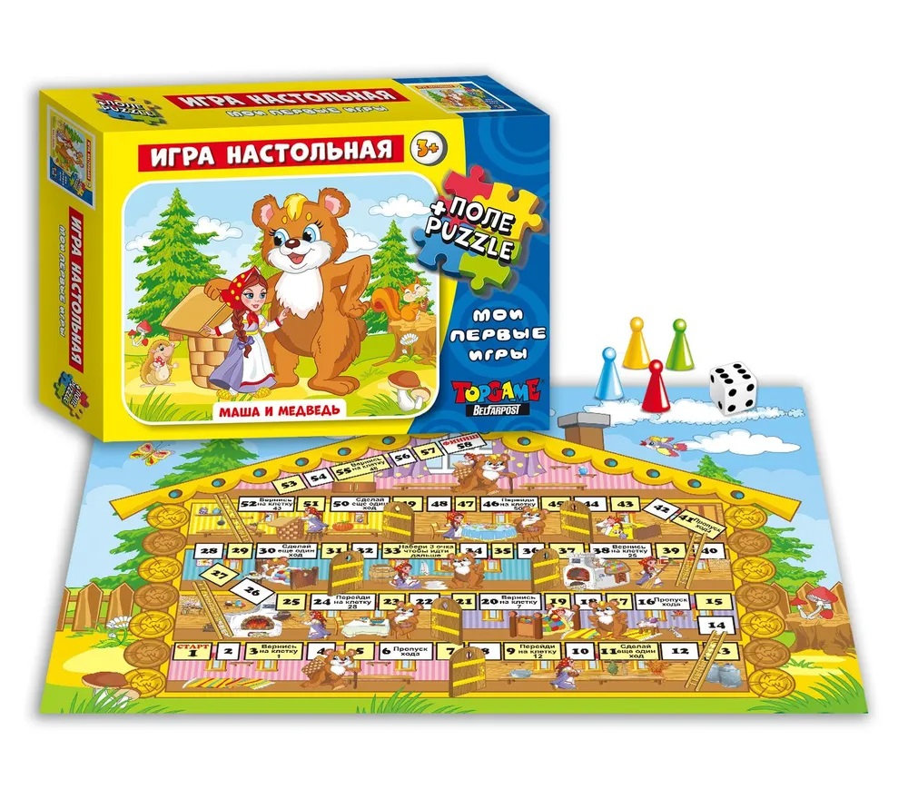Игра настольная ПОЛЕ+ПАЗЛ Маша и медведь